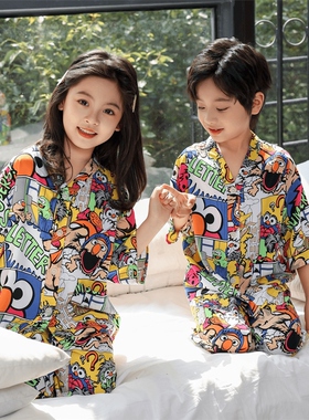 【亲子装棉绸套装】夏季儿童款睡衣亲子灯笼裤绵绸套装