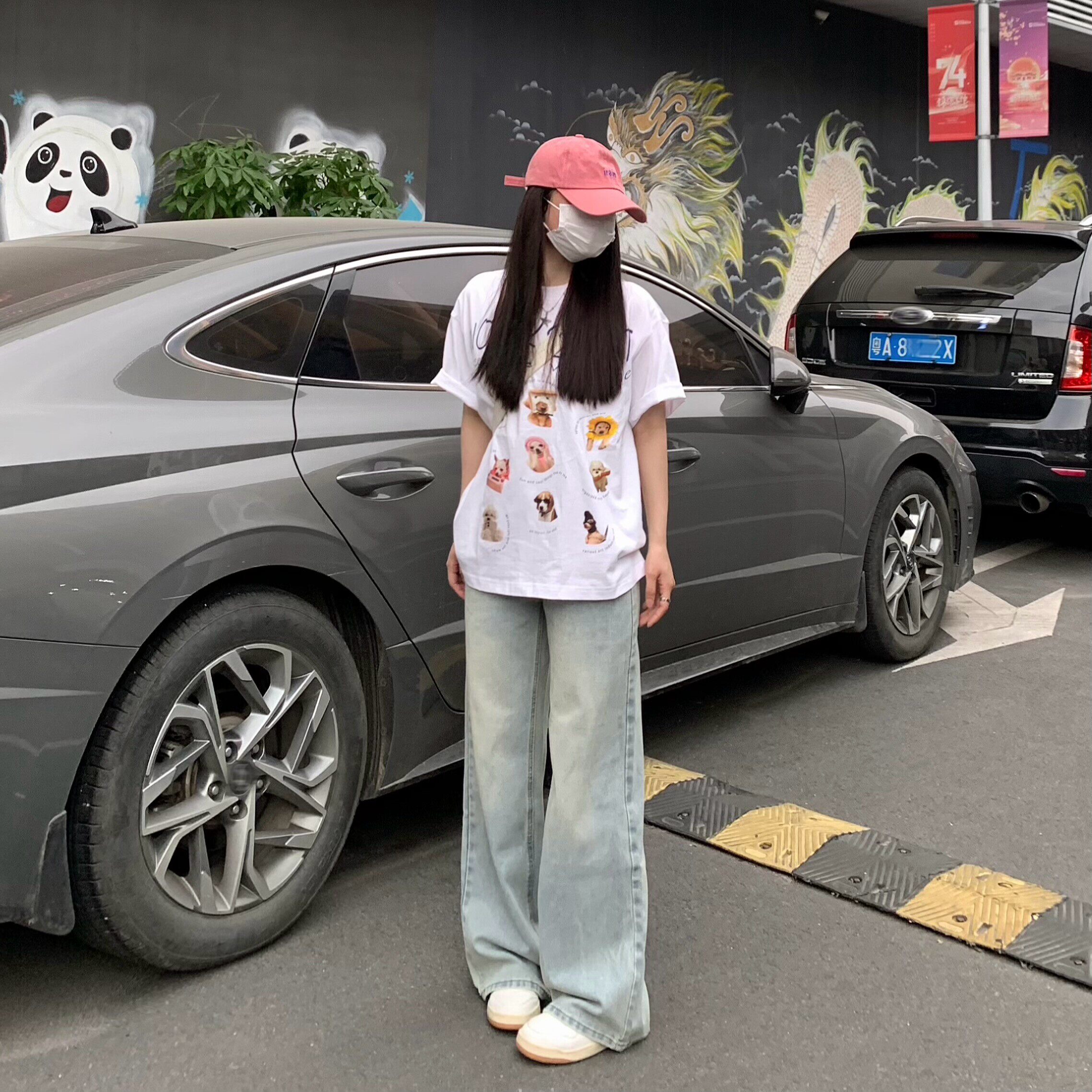 纯哥家复古浅色高腰牛仔阔腿裤女2026年夏季新款宽松显瘦拖地裤子