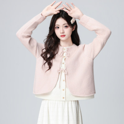 粉色假两件毛衣女秋冬202