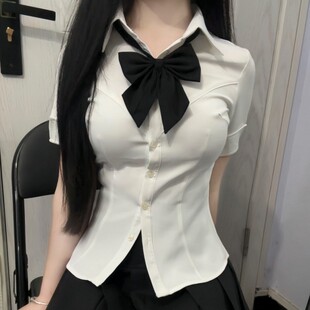 收腰衬衫 通勤白色工作服jk短袖 长袖 显瘦衬衫 大尺 修身 川岛田家女款