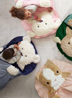 外贸！毛绒动物头儿童纯棉大睡袋 防踢被 地板游戏垫保暖旅游睡袋