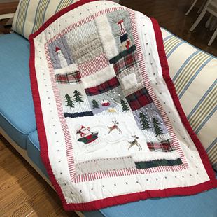 抱被97 幼儿园被 127cm单件 纯棉手工贴绣儿童童被 圣诞款