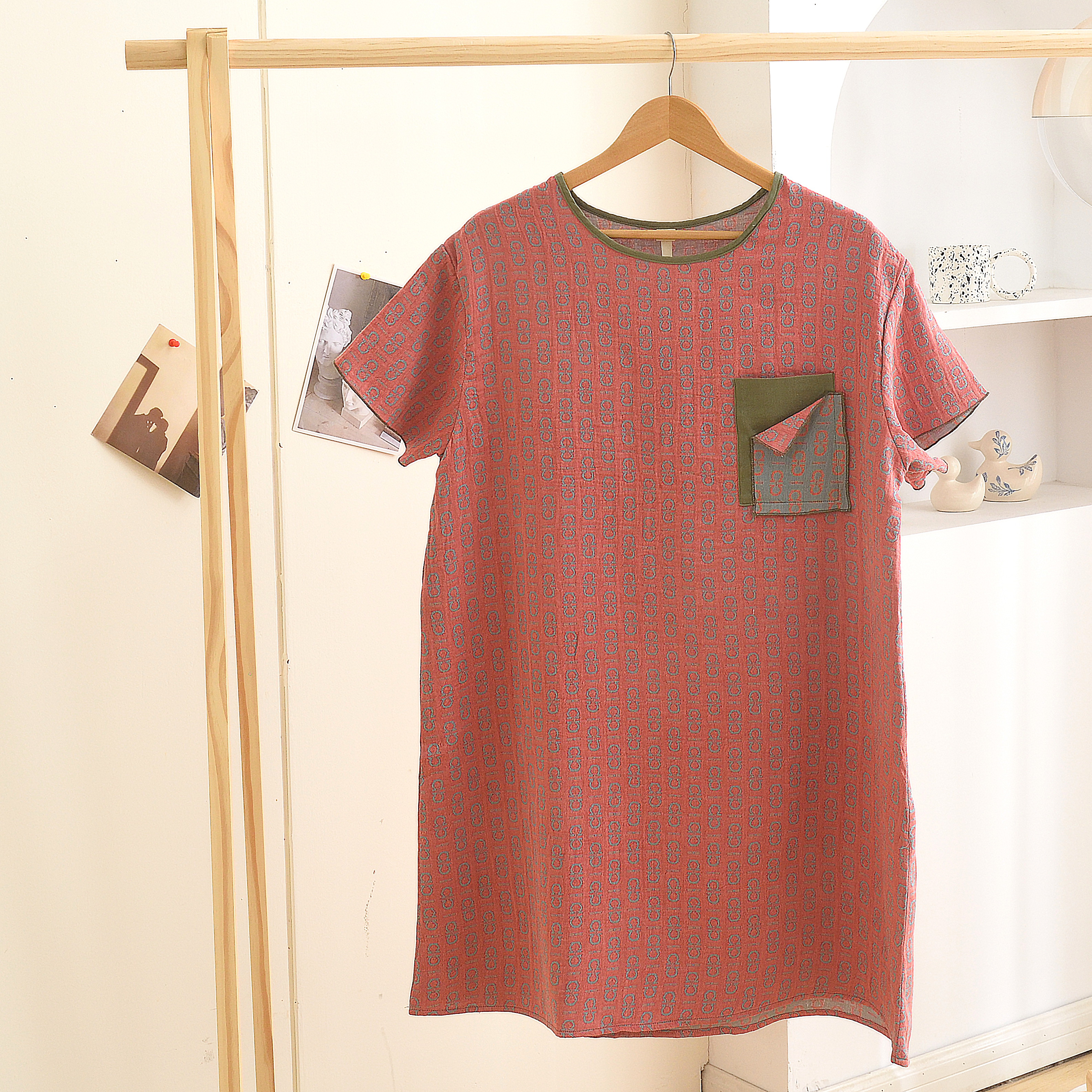 特价！性价比高！全棉双层纱色织提花睡裙 家居服 柔软透气好