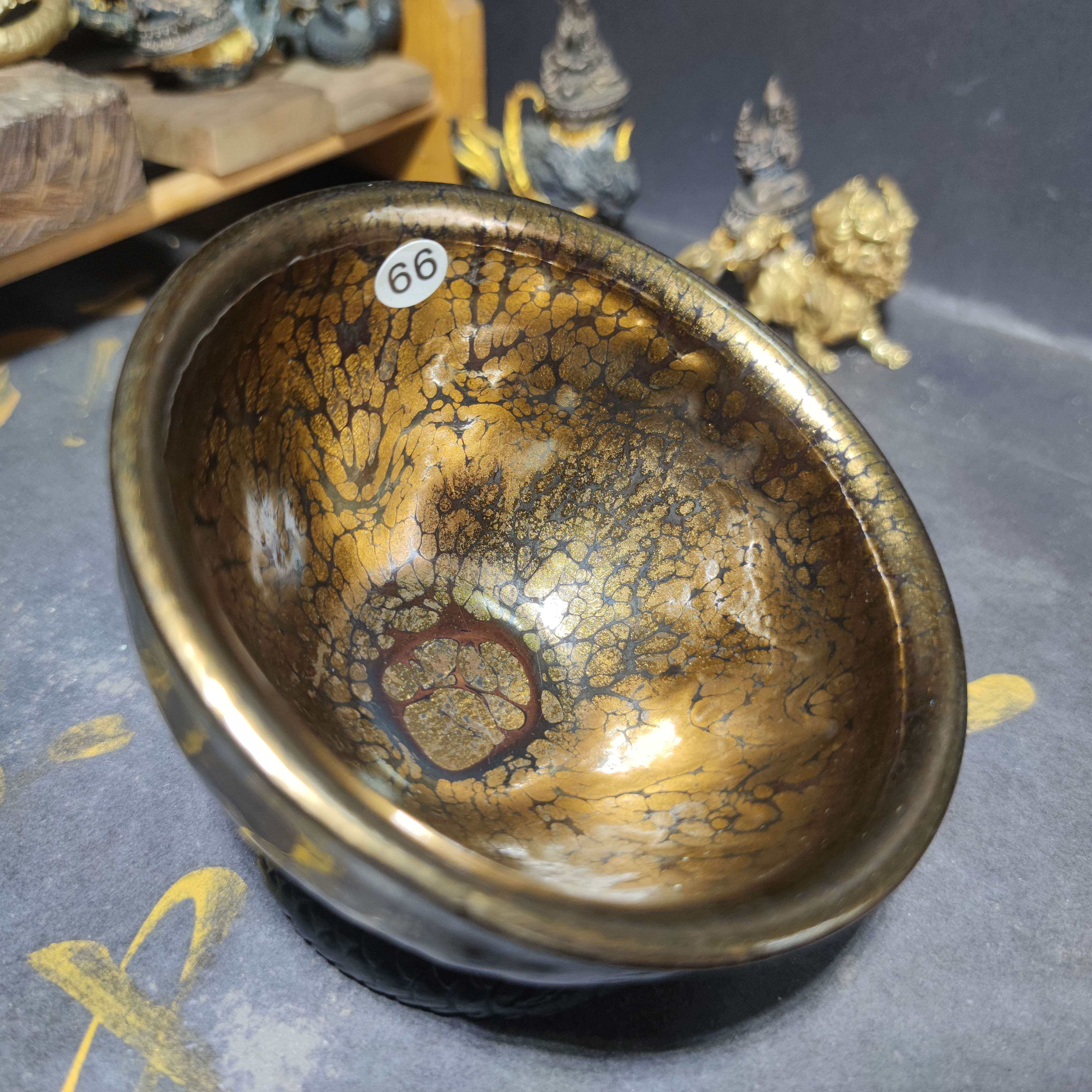 黄美金金油滴束口主人杯收藏礼品茶器茶具66
