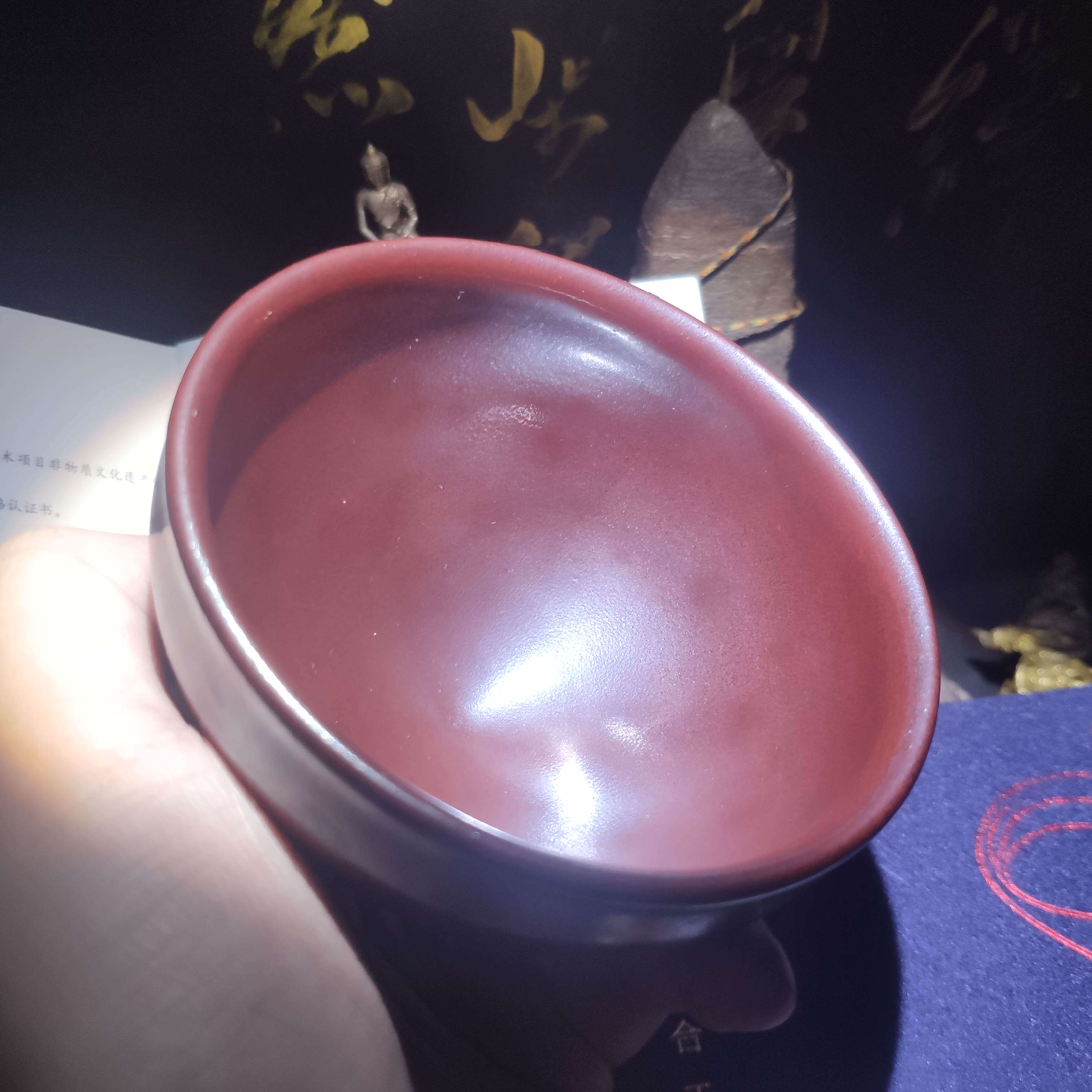 省大邹云源龙窑柴烧窑宝牛血红将军杯建盏茶器具陶瓷紫砂壶杯