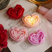 情人节手工香薰蜡烛摆件创意伴手礼爱心玫瑰花朵造型氛围感装 饰
