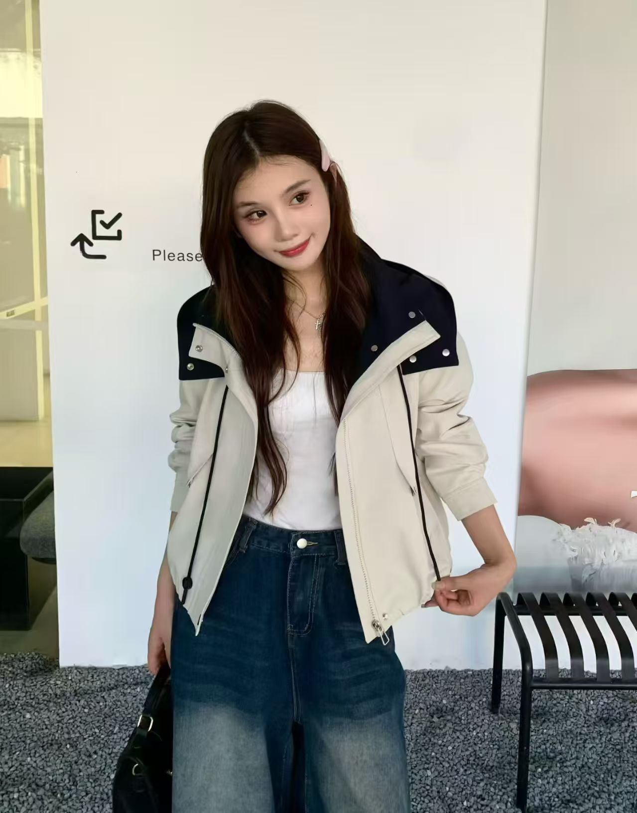 韩版时尚休闲连帽冲锋衣2026春秋季女士小个子时髦洋气短款外套潮