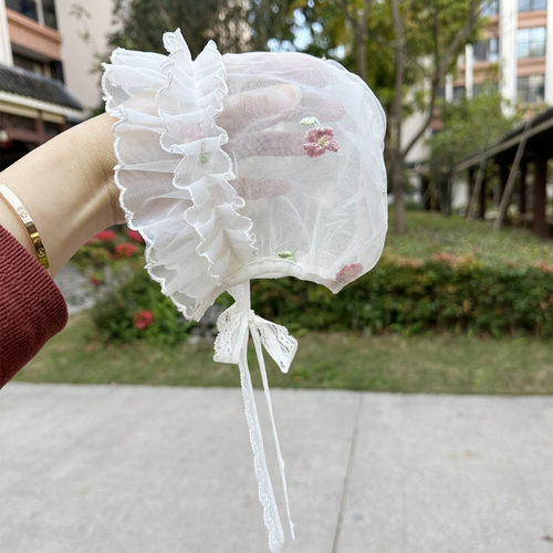网纱蕾丝宫廷帽薄款宝宝婴儿吗
