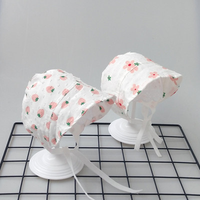 纯棉系带春秋薄款0-2防晒胎帽