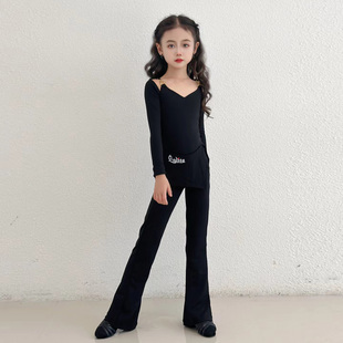 儿童拉丁舞服装2026新款演出服女长袖洋气练功服舞蹈服拉丁裤套装