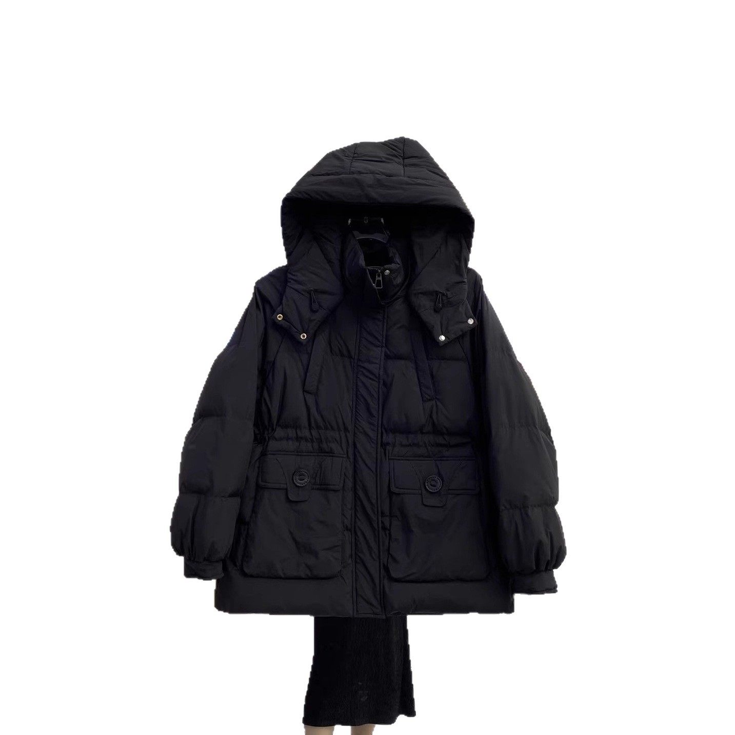 2025新品韩系潮流中长款羽绒服女加厚连帽收腰显瘦女装羽绒服外套