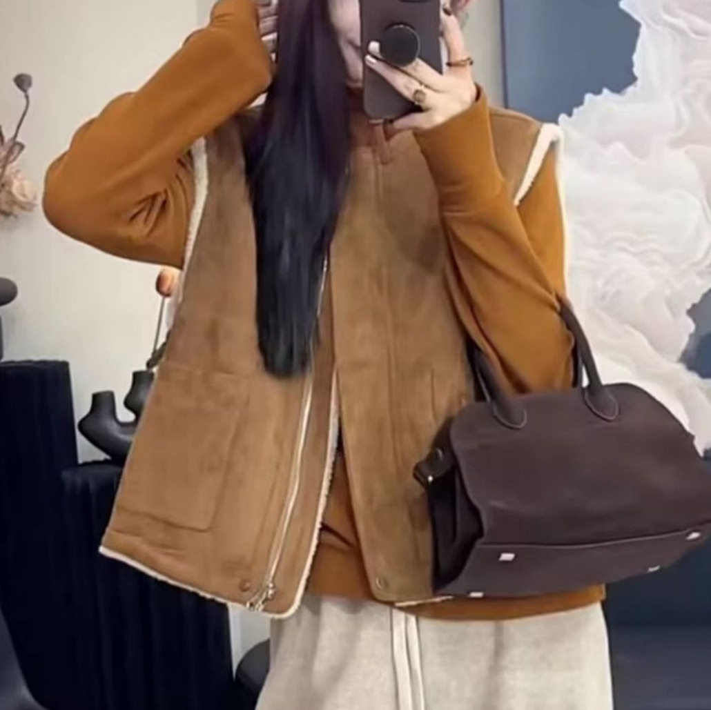 复古两面穿羊羔毛马甲女2025马夹