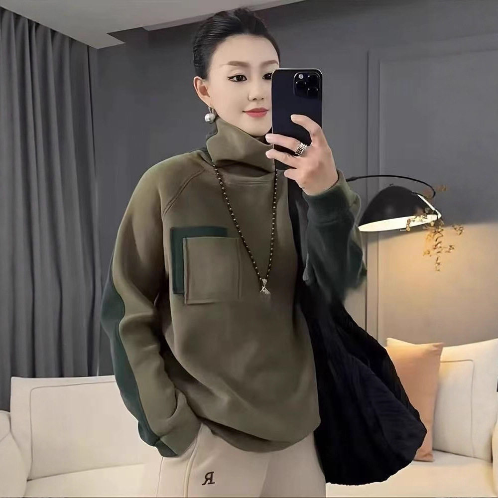 2025年秋冬卫衣高领撞色加厚保暖外套宽松休闲学院风绒衫卫衣新款,女装/女士精品,卫衣/绒衫,淘宝优惠券,粉丝福利购,淘宝优惠卷