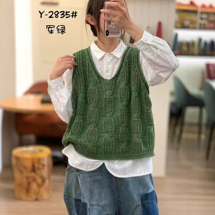 26春款毛衣马甲女宽松休闲韩版V领针织衫马夹慵懒风棉线坎肩马夹