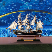 精致轻奢小帆船模型手工艺品客厅阳台摆件仿真一帆风顺木船装 饰品