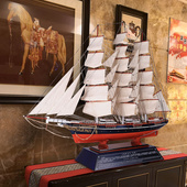 卡迪萨克号大帆船模型家居饰品乔迁礼物客厅实木工艺船模装 饰摆件