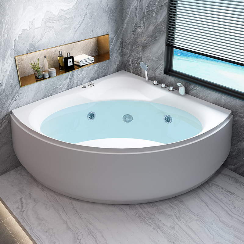 沃特玛 双人情侣浴缸三角扇形冲浪按摩恒温泡泡浴缸 1.5米豪华款