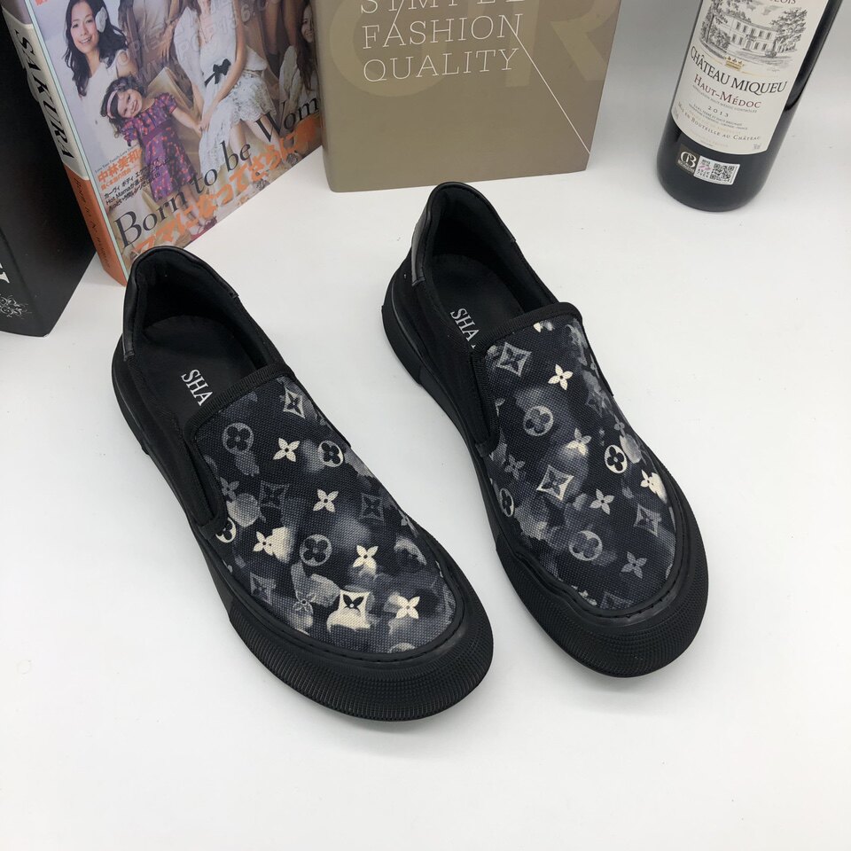 日系男鞋四季透气冰丝低帮帆布鞋潮鞋一脚蹬布鞋懒人小丑板鞋