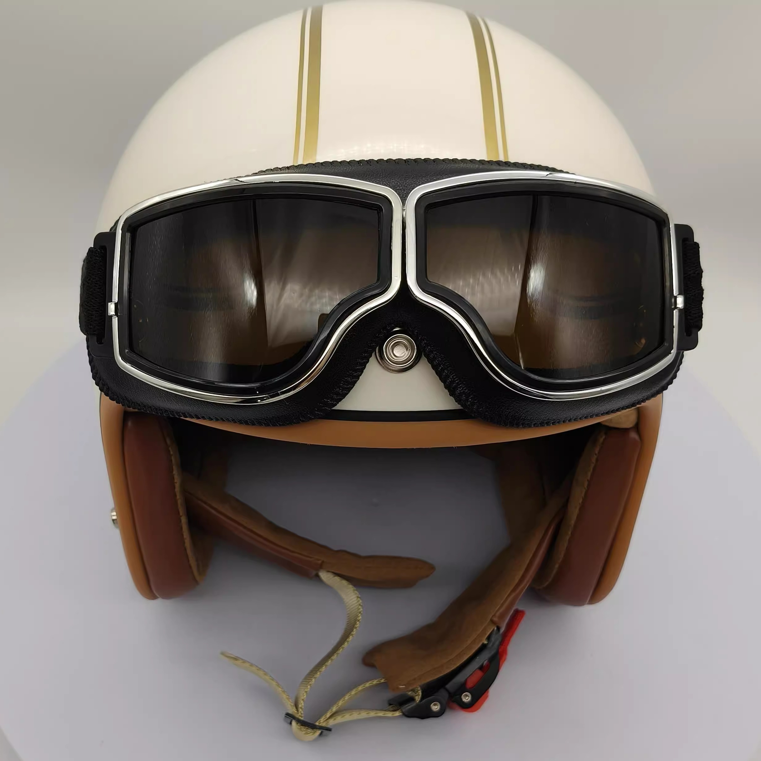 复古哈雷盔个性男女头盔电动摩托车头盔3/4成人机车跑盔半盔 四季