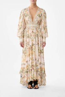 Camilla 2026春夏新款黄色碎花度假仙女连衣裙