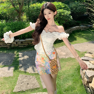 度假风海边拍照绝美连衣裙子夏日多巴胺出游穿搭初夏独特漂亮套装