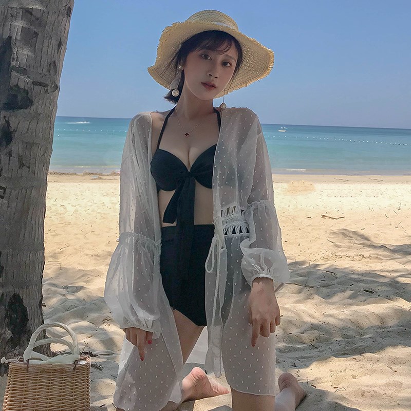 海边度假雪纺防晒衫女中长款开衫超仙外搭罩衫沙滩仙女防晒衣外套