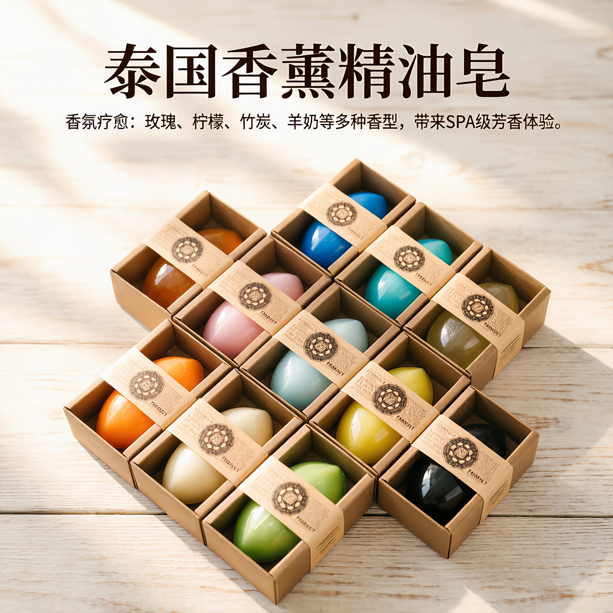 泰国香薰精油皂110g玫瑰柠檬竹炭羊奶多香型洁面沐浴洗脸送起泡网