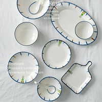 Lanhe Antibacterial Ceramic House Dableware Круглый ремень вдоль овощной тарелки рисовая кара лапша миска рыбная тарелка наброски под глазури