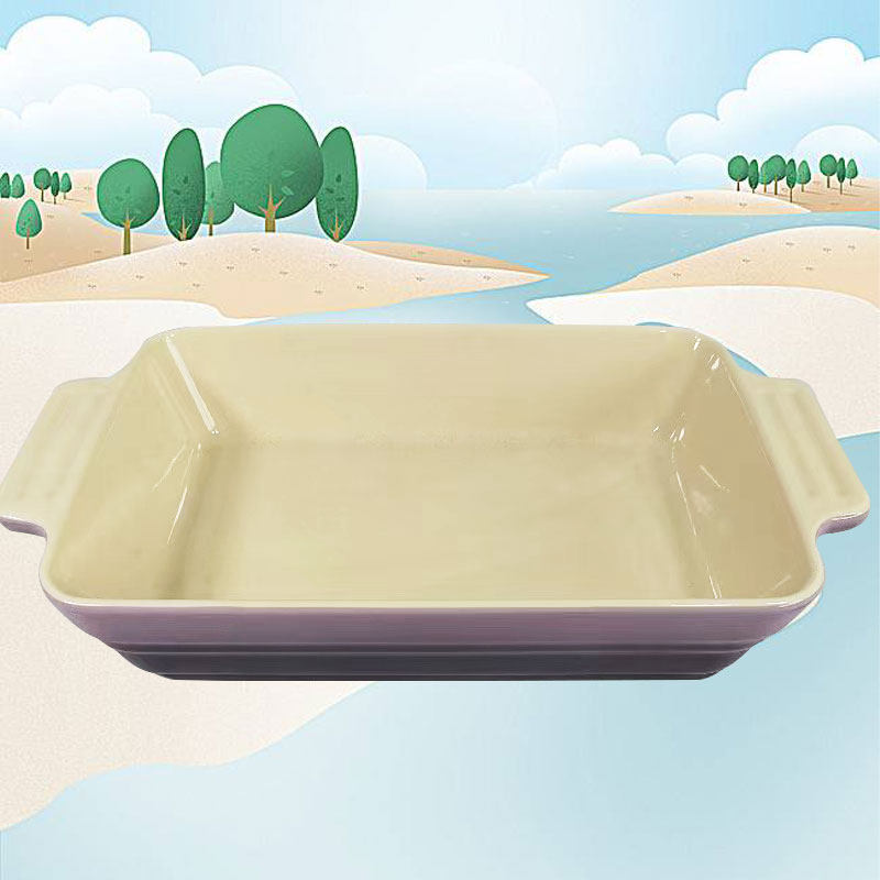 法国酷彩实用方形双耳烤盘/小号烤盘大号烘焙盘点心盘子