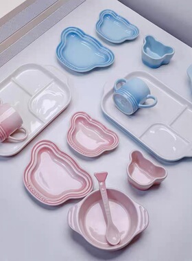 LC儿童餐具辅食碗盘酷彩杯系列七件套礼盒炻瓷釉下彩