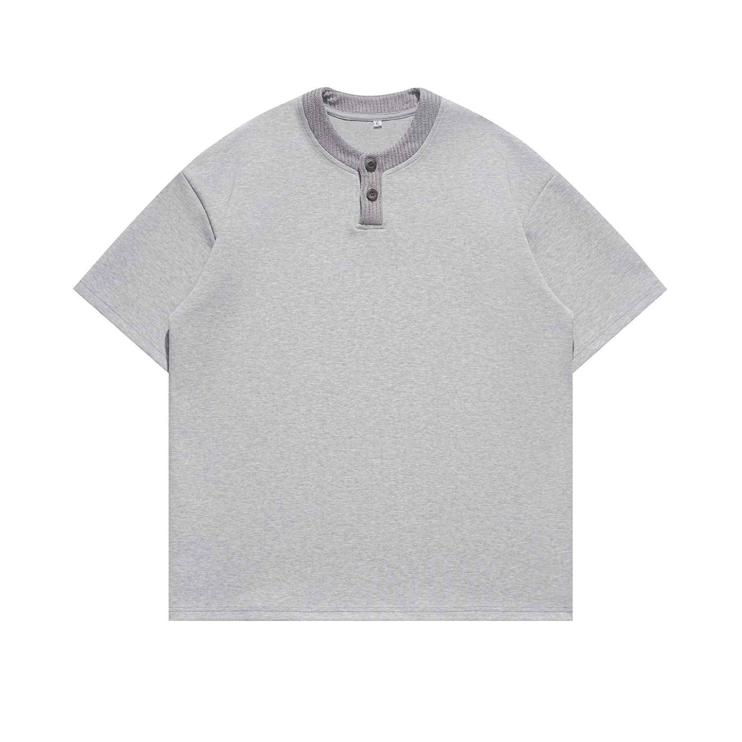 地卜师 夏肌理感亨利领纯色t恤男慵懒风通勤穿搭简约小众短袖上衣