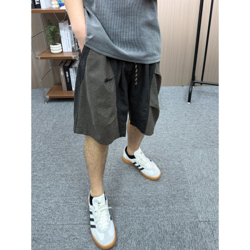 地卜师 重磅格子拼接工装短裤男夏五分裤潮牌宽松直筒休闲中裤