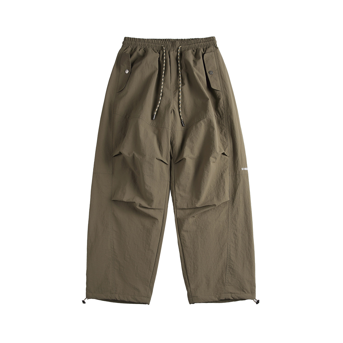 地卜师 美式加绒加厚机能伞兵裤男直筒长裤小众褶皱设计感休闲裤