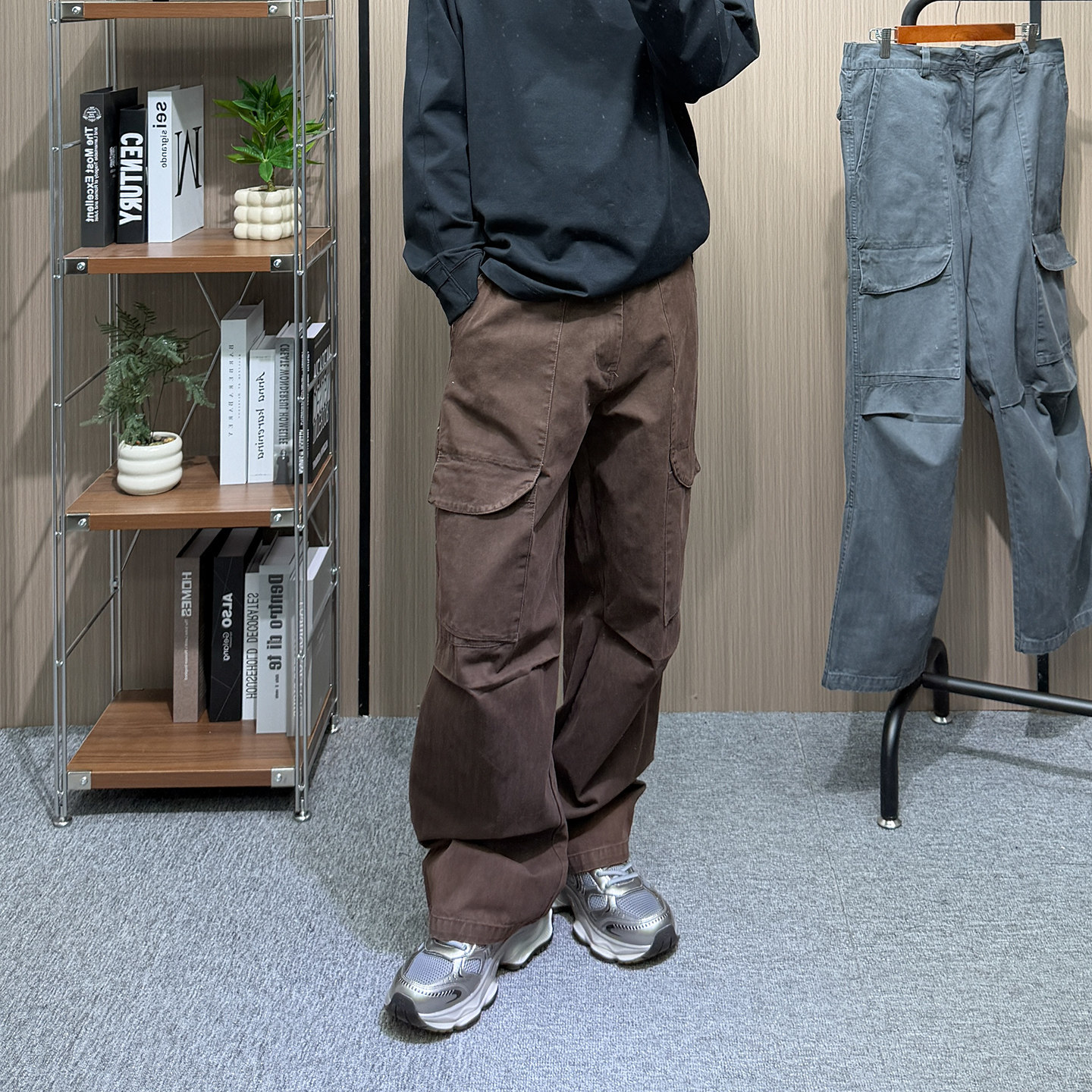 地卜师 工装长裤美式复古水洗做旧纯棉宽松阔腿裤大口袋休闲裤男,男装,休闲裤,淘宝优惠券,粉丝福利购,淘宝优惠卷