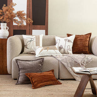 高档新中式现代沙发抱枕山水画靠枕宋式美学竹叶茶室靠垫国风腰枕