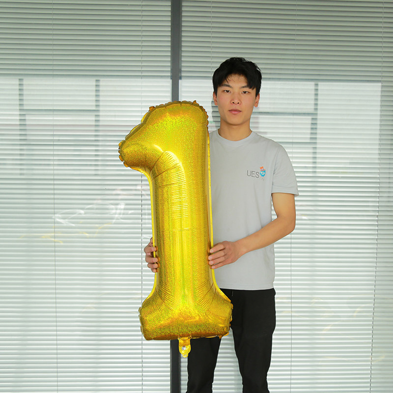 40寸数字美版镭射金色周岁生日派对周年庆气球装饰商场节日庆祝