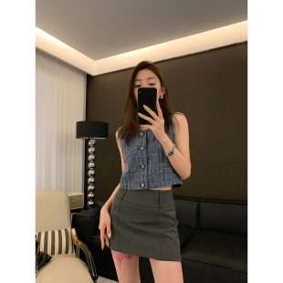 秋季新款女装挚爱小香质感拉满编织小香风无袖上衣圆领背心马甲