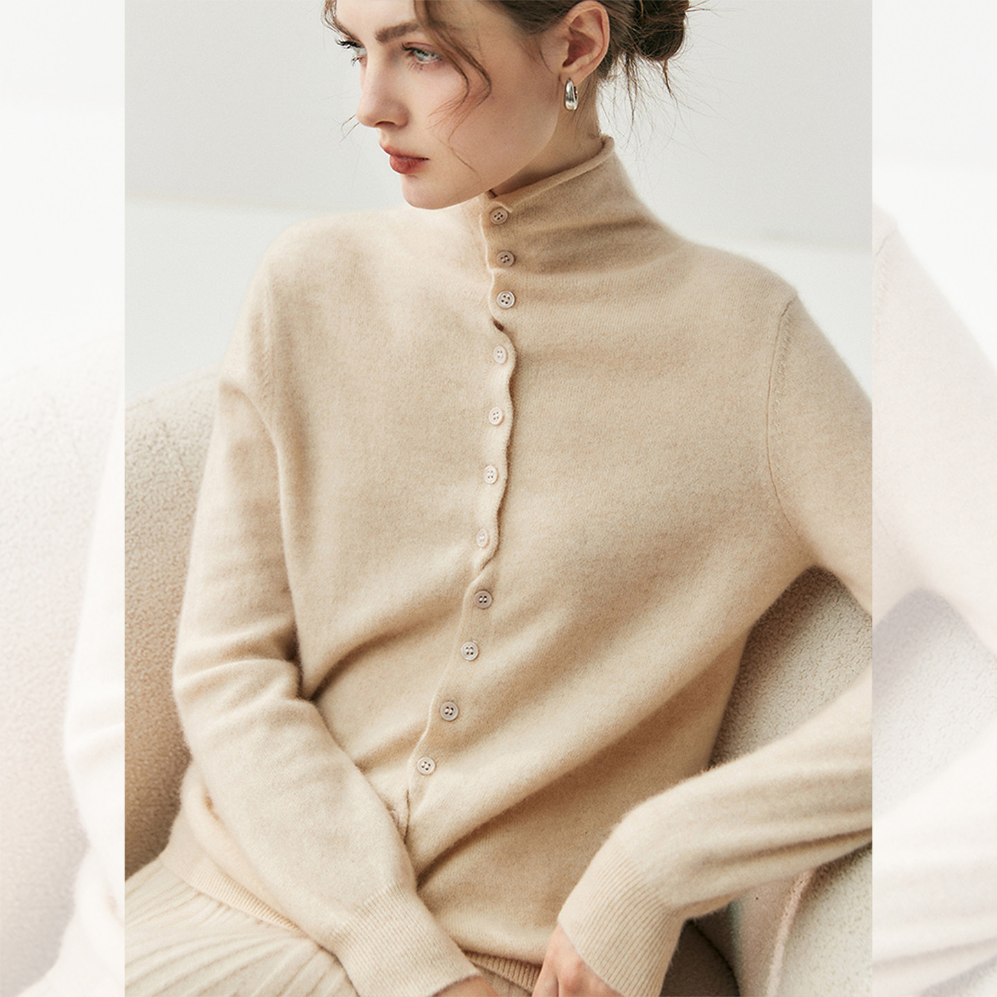 法式高领毛衣外套内搭打底衫秋冬女装软糯宽松针织开衫长袖上衣,女装/女士精品,毛针织衫,淘宝优惠券,粉丝福利购,淘宝优惠卷