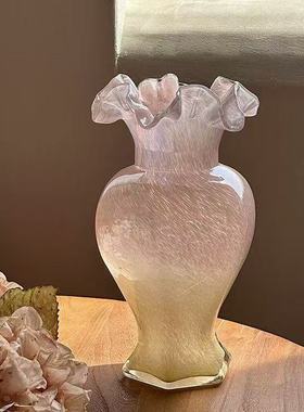 法式中古玻璃花瓶感摆件高颜值水培插花装饰餐桌家居简约鲜花