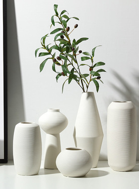 贝汉美景瓷侘寂禅意简约拉丝花瓶家居软装民宿花瓶摆件
