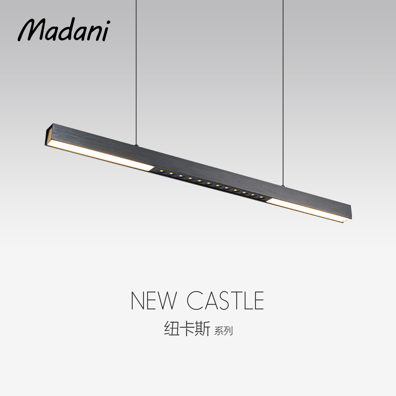 麦丹妮护眼餐厅吊灯一字长条灯吧台岛台现代极简吊灯高端中山灯具