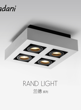麦丹妮 无主灯客厅led射灯明装4头四头方形家用简约现代卧室灯具