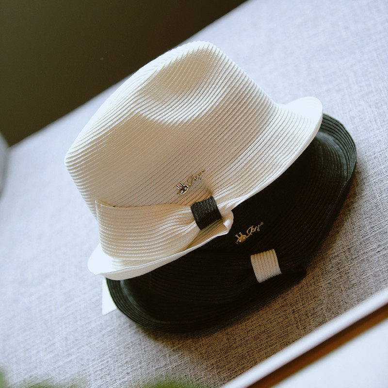防紫外线蝴蝶结草帽渔夫帽特别造型2024春夏时尚女帽优雅出游美帽