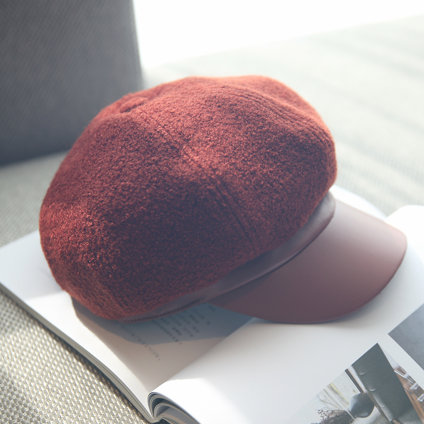 英伦风针织贝雷帽女秋冬复古百搭鸭舌帽显脸小画家帽