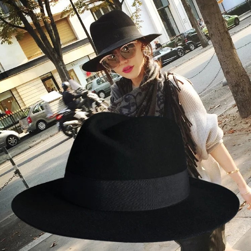 复古欧美时尚羊毛礼帽女士春百搭帽子女英伦潮韩版名媛同款爵士帽