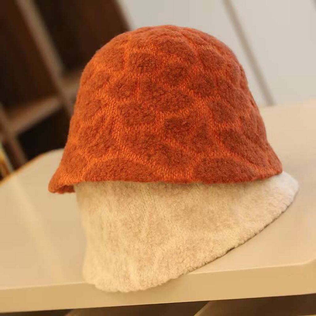 柔软有型提花豹纹渔夫帽羊毛细腻柔和保暖女士秋冬水桶帽百搭复古