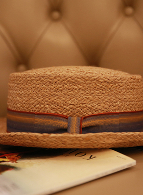 2024新品拉菲草帽男女通用春夏复古卷边礼帽日韩时尚百搭防晒帽子