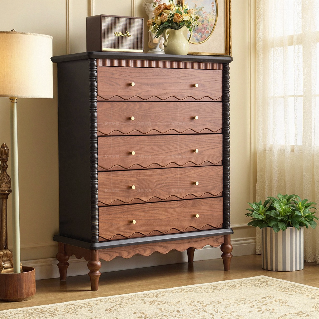 斗柜储物柜中古风五斗柜法式复古风卧室收纳柜客厅五斗柜组合中古,住宅家具,斗柜,淘宝优惠券,粉丝福利购,淘宝优惠卷