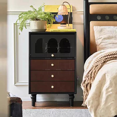 法式复古实木床头柜收纳柜