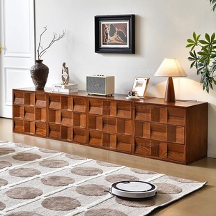 法式 中古风斗柜听音柜电视柜客厅自由组合模块多功能实木收纳卡门